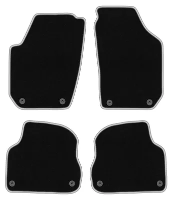 Produktbild von Fußmatten Velours Schwarz/Silber für Skoda Fabia II 2007-2014 Set 4-tlg