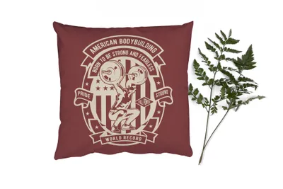 Produktbild von MuchoWow® Zierkissen Sofakissen Wohnzimmer Dekokissen 40x40 cm Mancave - Gewichte - Flagge - Amerika - Retro - Foto Kissen - Schlafzimmer Dekoration