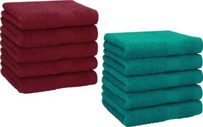 Produktbild von Betz 10 Stück Seiftücher 30x30 cm PREMIUM 100% Baumwolle  Farbe: dunkelrot und smaragdgrün