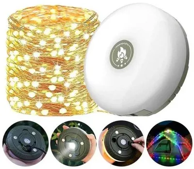 Zdjęcie produktu dla Lampka LED o długości 10 metrów – przenośna, ładowalna lampka LED do namiotów i tarasów