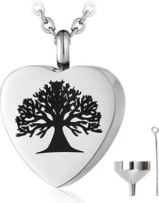 Immagine prodotto di Ciondolo per ceneri con catena per ceneri, capelli o profumo - gioielli commemorativi incl. dispositivo di riempimento delle ceneri e sacchetto di conservazione