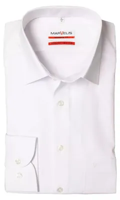 Produktbild von Marvelis - Modern Fit - Herren Langarm Hemd, (470069), Größe:44, Farbe:Weiß (00)