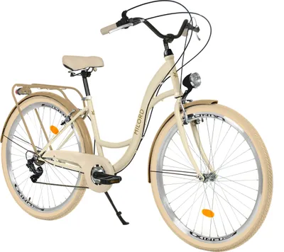 Produktbild von Milord Komfort Fahrrad Retro Vintage Damenfahrrad, 26 Zoll, Creme-Braun, 7 Gang Shimano