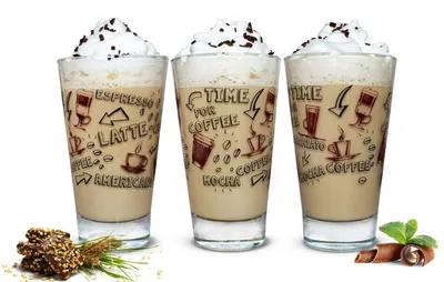 Obrázek produktu pro Sada 6 sklenic na latte macchiato – objem 310 ml – průhledné se vzorem