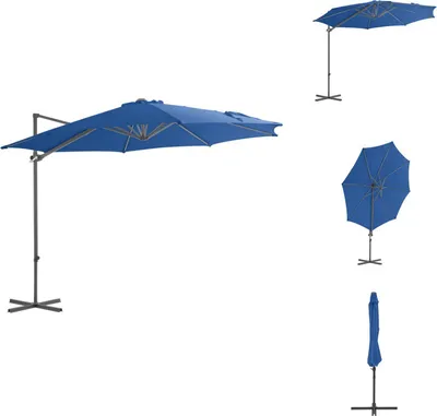 Produktbild von vidaXL Ampelschirm mit Stahlmast Azurblau 300 cm -  Sonnenschirme & Sonnenschutze