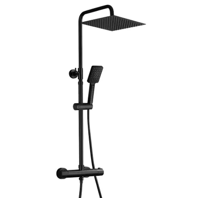 Obrázek produktu pro Sprchový systém JOHO s dešťovou sprchou a termostatickou baterií matná černá(2525+termostat MB)
