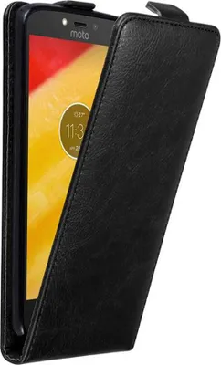 Produktbild von Cadorabo Hülle für Motorola MOTO C PLUS Schutz Hülle in Schwarz Flip Etui Handyhülle Case Cover
