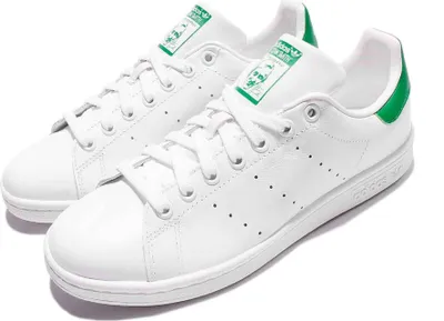 Produktbild von Adidas Stan Smith Frauen Schnürung Lässige Leder Turnschuhe In Weiß Grün – 4 UK / Weiß Grün