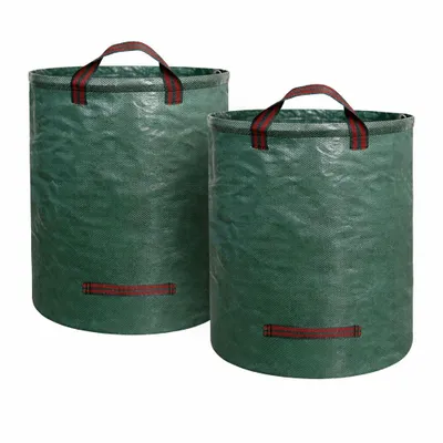 Produktbild von Gartenwächter Gartenabfallsack 500L, PP 150g/m² Laubsack mit Spannring und Griffen, 2er Set