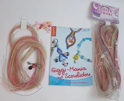 Produktbild von Set Scoubidou Bänder + Buch Giggi-Mania Basteln Flechtschnüre Scubidou Skubidou