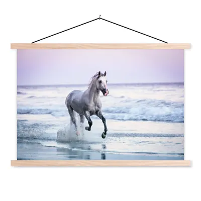 Produktbild von MuchoWow® Textilposter Pferd - Meer - Pastell 60x40 cm mit holzfarbenen Rahmen - Bilder