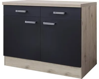 Produktbild von Flex Well Unterschrank mit Schublade und Drehtür Santo BxTxH 100 x 60 x 86 cm anthrazit matt zerlegt Anschlag links rechts 00011020
