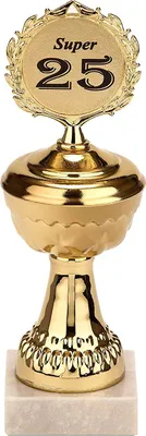 Immagine prodotto di Trofeo BRUBAKER con anno - trofeo dorato con base in marmo - idea regalo per compleanni e anniversari - motivo: Super 25