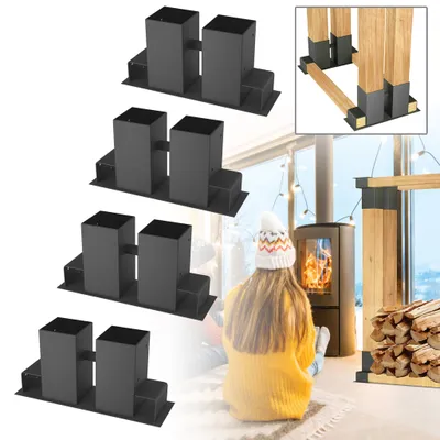 Obrázok produktu pre YARDIN, 4 kusy pomocných prvkov na uskladňovanie dreva, vyrobené z pozinkovanej ocele, modulový systém, jednoduchá montáž, vhodné na vnútorné aj vonkajšie použitie na skladovanie dreva