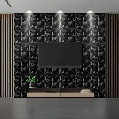Immagine prodotto di Pannelli 3D Vigevee, 50x50 cm, design diamante nero, PVC, rivestimento murale di grandi dimensioni, moderno