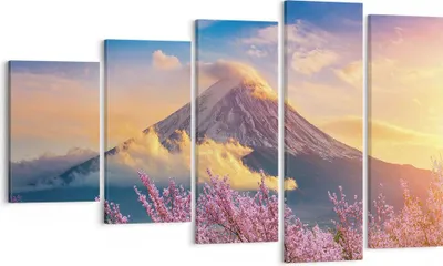 Produktbild von Bild auf Leinwand - Leinwandbild - 5 Teile - Fuji Blume Kirsche - 100x60cm - Wand Bild - Wanddeko - Wandbilder - Leinwanddruck - Bilder - Wanddekoration - Leinwand bilder - Wandbild - EG100x60-4490