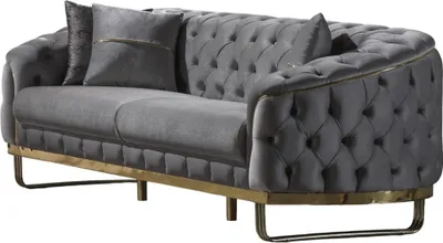 Produktbild von Villa Möbel Sofa Fairy Grau 2-Sitzer Handmade, pflegeleichter Mikrofaser Samtstoff, inkl. Kissen