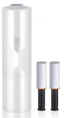 Productafbeelding van Rekfolie 381 mm x 366 m - Industriële kwaliteit, 80 micron dik - Transparante verpakking - Duurzaam - Palletfolie voor verzending en verhuizingen - Krimpfolie met handgrepen