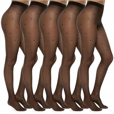 Obrázek produktu pro Černé Punčocháče S Tečkami, 40 Den, Sada 6 Ks, S/M