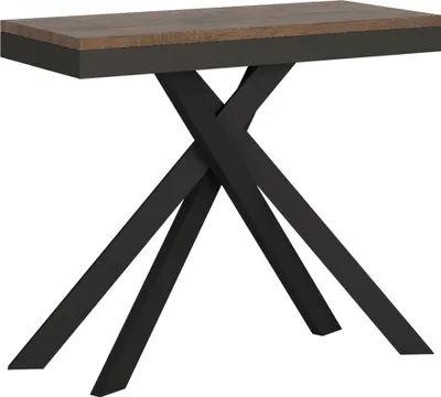 Image de ITYHOME - Console extensible 90x40/300 cm Krack Evolution noyer cadre anthracite