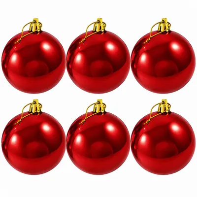 Produktbild von 6 x Weihnachtskugeln für den Außenbereich, frostfest und witterungsbeständig - rot glänzend - Ø 15 cm - Christbaumkugeln aus Kunststoff für Draußen