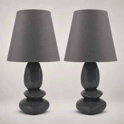 Produktbild von Tischlampe 2er Set Nachttischlampe Tischleuchte Lampe Leuchte Keramiklampe Grau