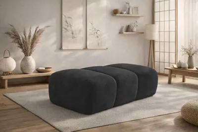 Produktbild von Kaiser Möbel Pouf modular, Veloursstoff Bluvel, Schwarz, CROISSANT