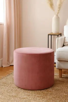 Produktbild von Altrosa Runder Pouf 60/45 cm – Sitzhocker / Fußhocker, KI-generiertes Bild
