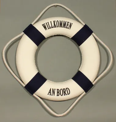 Produktbild von Rettungsring Deko 15cm blau Willkommen an Bord maritimer Ring