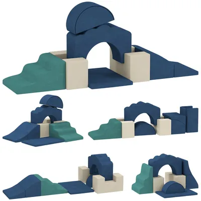 Immagine prodotto di Set di 7 blocchi di schiuma morbida per bambini | Colore: Blu | Dimensioni: 50x40x25 cm