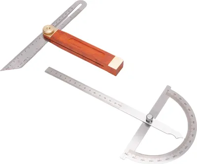 Image de Sondeur d'angle -Protracteur -Kit Acier inoxydable Laiton Bois R?glette r?glable T -Schr?g pour le travail du bois
