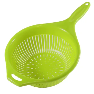 Immagine prodotto di Colino per pasta, colino da cucina, colino con manico per insalata, pasta, frutta e verdura, colino per insalata con manico lungo, colino da cucina, colino a maglia fitta, colino a punta in plastica, impilabile, lavabile in lavastoviglie, 39 cm, verde