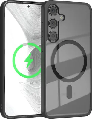 Produktbild von EAZY CASE Clear MagSafe Case für Samsung Galaxy S24 Plus, Qi-Charging, Silikon mit Kameraschutz, Bumper Case in Schwarz