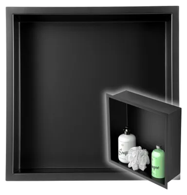 Produktbild von Einbauregal 30x30x10 cm, matt schwarz, für das Badezimmer