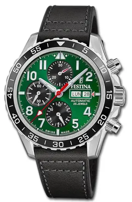 Obrázek produktu pro Pánské hodinky Festina, švýcarská výroba, kožený řemínek, černá barva, model D3UF20056/2