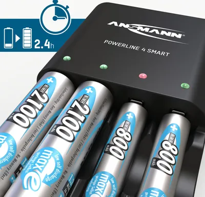 Produktbild von Ansmann Powerline 4 Smart Steckerladegerät, fÃ1/4r bis zu 4 Akkus