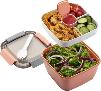 Produktbild von Lunchbox, getrennte Fächer, 1200 ml, nachhaltig, auslaufsicher, für Schule, Arbeit, Picknick