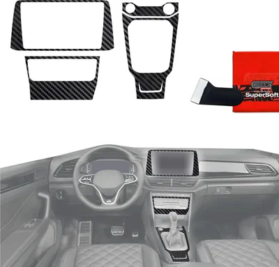 Obrázek produktu pro 4v1 ochranné fólie Grizz Protector pro středovou konzoli a palubní desku – Volkswagen T-Roc R-Line (2025) karbonový vzhled lesklý