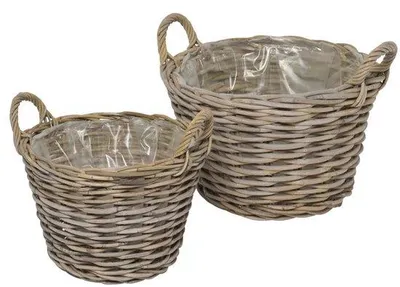 Produktbild von 2-teiliger Rattan-Topf-Set, natürlich, 2 Stück