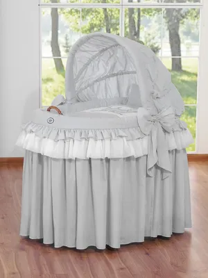 Produktbild von My Sweet Baby Babybett Naturfaser Grau mit Holzuntergestell und Matratze
