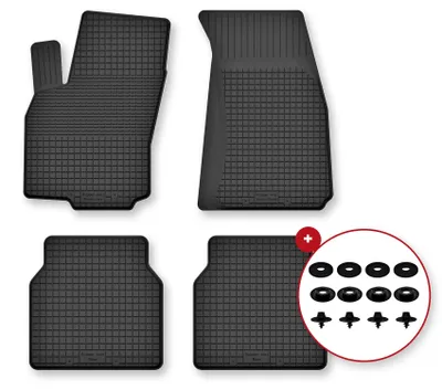 Image de Tapis de sol en caoutchouc pour Nissan Navara IV 2014- – 4 pièces, noirs, semi-universel, adapté