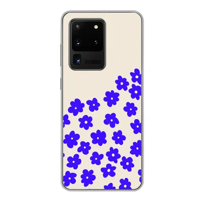 Produktbild von MuchoWow® Handyhülle Schutzhülle Hülle für Samsung Galaxy S20 Ultra Blume - Blau - Muster Silikon Softcase Handy Hülle - Karteninhaber