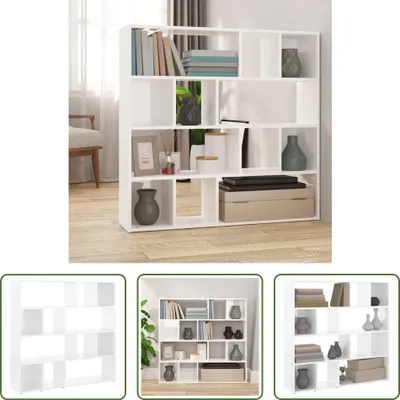 Produktbild von The Living Store Bücherregal/Raumteiler Hochglanz-Weiß 105x24x102 cm