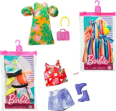 Produktbild von Barbie Fashionistas Moden-Sortiment mit Puppenkleidern, 1Outfit & 2Accessoires für Puppen, Puppenzubehörset, 3 Jahr(e), 10 g