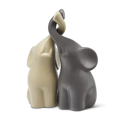 Produktbild von Dekofigur Elefantenpärchen 2er Set | Keramik Tierfigur, nordisches Design, Geschenkidee