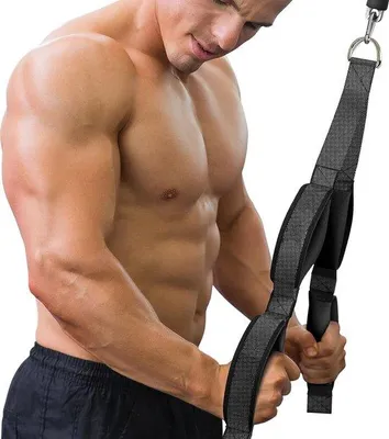 Produktbild von Trizepsseil, 33-67cm, extra lang, 2 Handgriffe, Fitnesskabel, Antirutsch