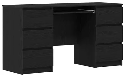 Produktbild von vidaXL Schreibtisch mit Speicher Schwarz Eichen-Optik 140 x 50 x 76 cm