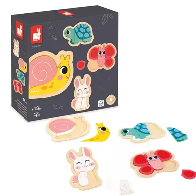 Immagine prodotto di Janod Set di puzzle 4 puzzle 2-3-4-5 pezzi Giardino