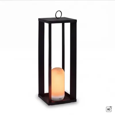 Produktbild von LED Außenlampe Akku Dimmer Fernbedienung IP54 2000 K 50 cm hoch Schwarz Weiß Modern kabellos tragbar außen Gartenlaterne, KI-generiertes Bild