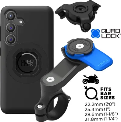 Produktbild von QUAD LOCK Motorrad Lenker Handyhalterung + Vibrationsdämpfer + MAG Hülle für Galaxy A56